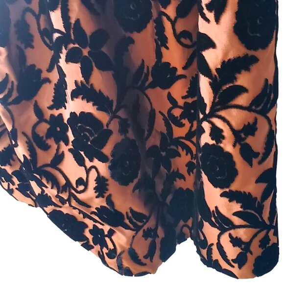 50s Cocktail Dress Cut Velvet Floral Copper Vintage I Magnin Modelique 24" Waist - Picture 13 of 14